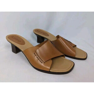 Vintage 90s Lauren Ralph Lauren 10 B Leather High Heel Pump Square Toe Sandals